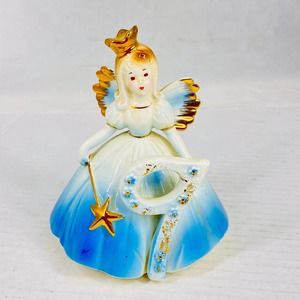 Vintage Josef Originals NINE Year Old Birthday Angel Blue & Gold EUC